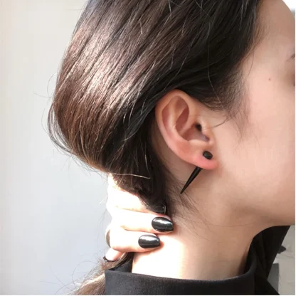 Stud Earrings with Spike Cone Tip Decor - Image 6