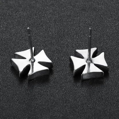 Black Punk Cross Stud Earrings - Image 2