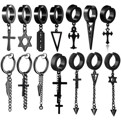 Clip-On Earrings with Hanging Cross Design - Image 2