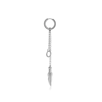 Hoop Earrings with Hanging Chain Spike - Image 9