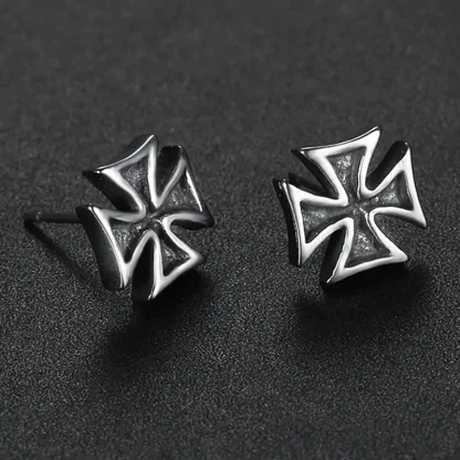 Black Punk Cross Stud Earrings - Image 4