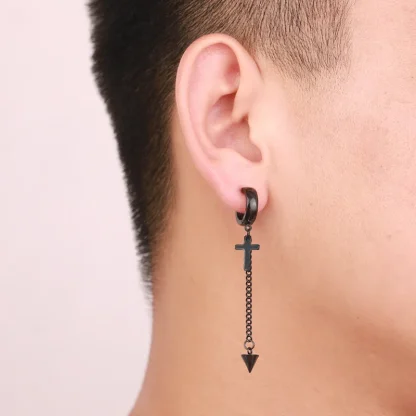 Clip-On Earrings with Hanging Cross Design - Image 4
