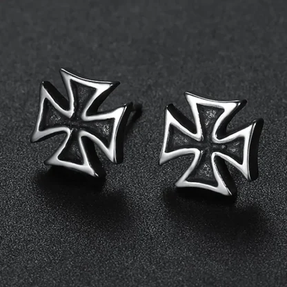 Black Punk Cross Stud Earrings - Image 3
