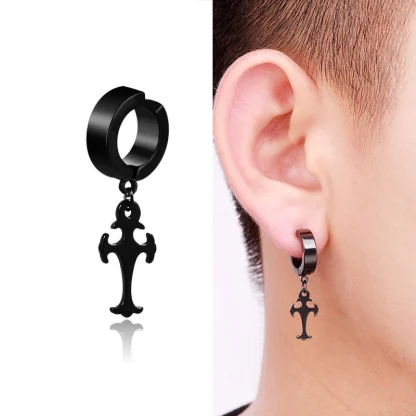 Clip-On Earrings with Hanging Cross Design - Image 9
