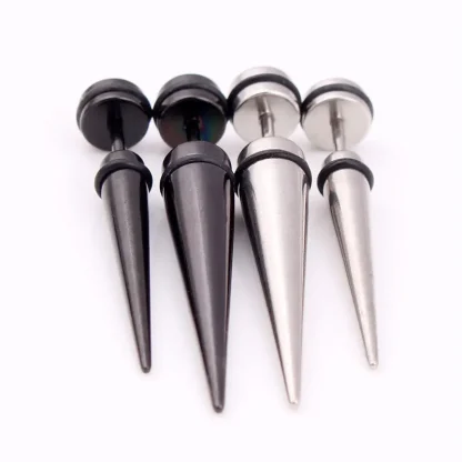 Stud Earrings with Spike Cone Tip Decor - Image 4