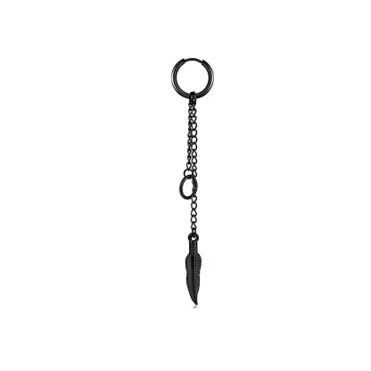 Hoop Earrings with Hanging Chain Spike - Image 6