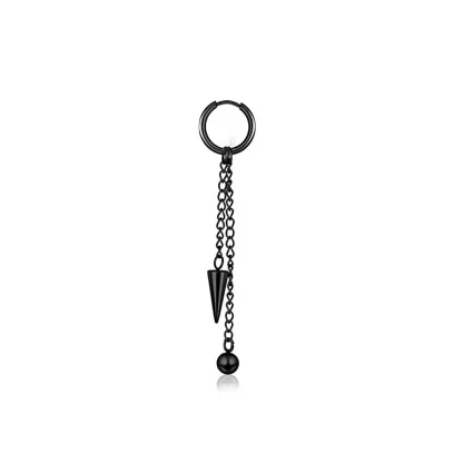 Hoop Earrings with Hanging Chain Spike
