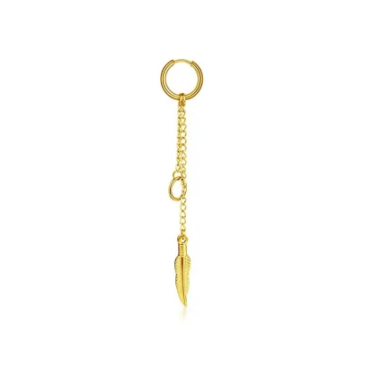 Hoop Earrings with Hanging Chain Spike - Image 11