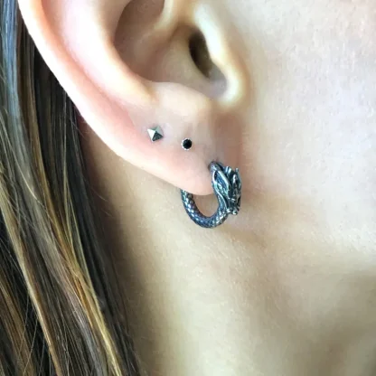 Hoop Earrings with Dragon Shape Decor - Image 5