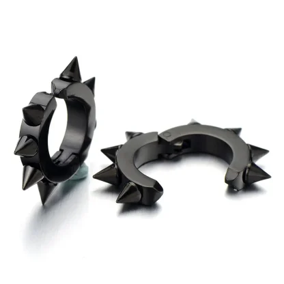 Black Ear Clip Earrings for Men - Image 2