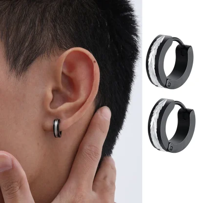 Huggies Earrings with Striped Design - Image 6