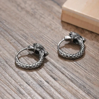 Hoop Earrings with Dragon Shape Decor - Image 4