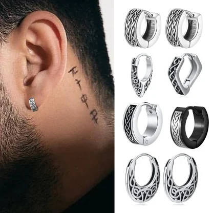Vintage-style Round Huggies Earrings - Image 8