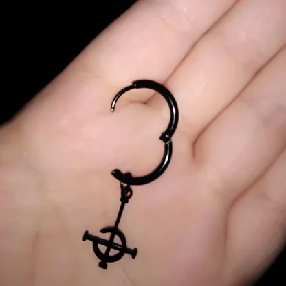 Black Hoop Earrings with Dangle Detailing - Image 4
