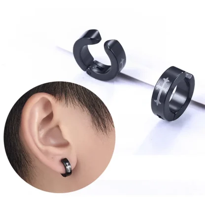 Black Ear Clip Earrings for Men - Image 12
