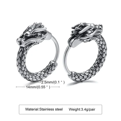 Hoop Earrings with Dragon Shape Decor - Image 7