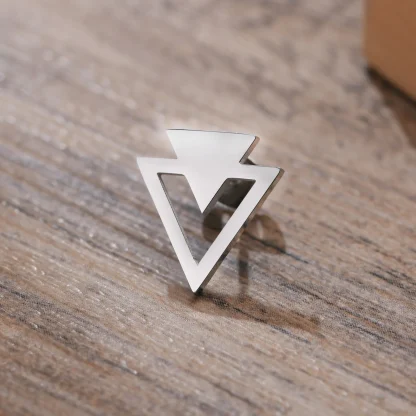 Stud Earrings with Triangle Arrow Design - Image 2