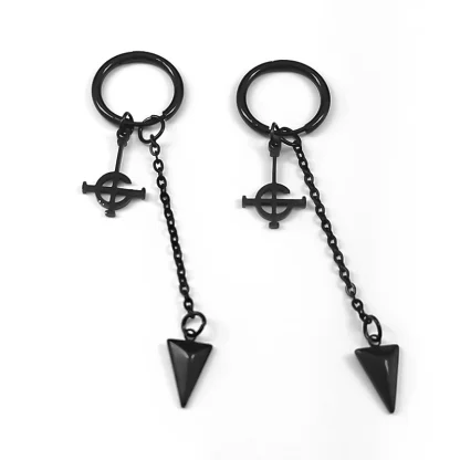 Black Hoop Earrings with Dangle Detailing - Image 6