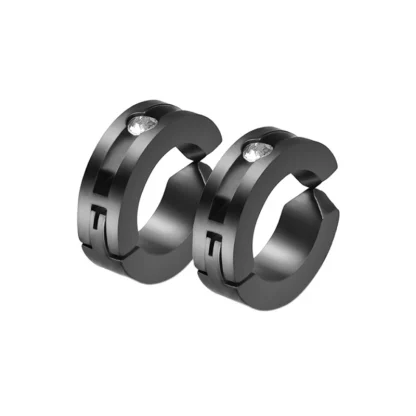 Black Ear Clip Earrings for Men - Image 3