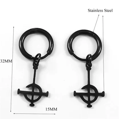 Black Hoop Earrings with Dangle Detailing - Image 10