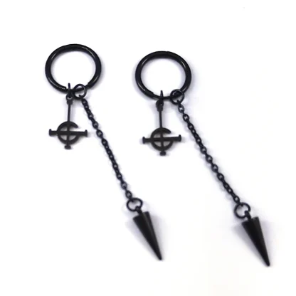 Black Hoop Earrings with Dangle Detailing - Image 8