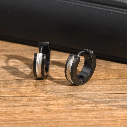 Huggies Earrings with Striped Design - Image 4