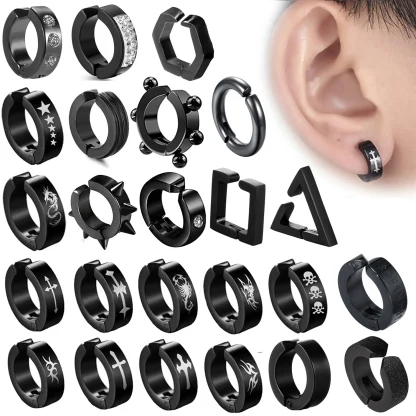 Black Ear Clip Earrings for Men - Image 13
