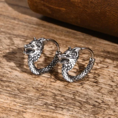 Hoop Earrings with Dragon Shape Decor - Image 2