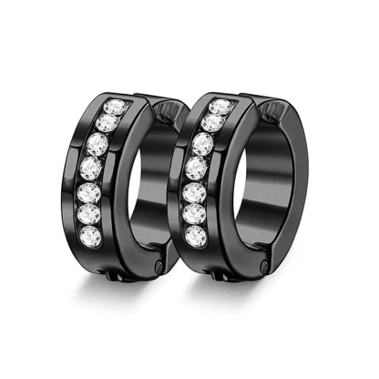 Black Ear Clip Earrings for Men - Image 9