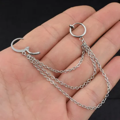 Multilayered Connecting Chain Earrings - Image 3