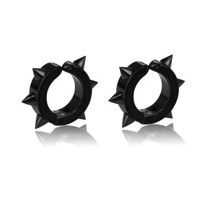 Punk Hoop Earrings with Spike Design - Image 8