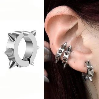 Hoop Clip-on Earrings with Spike Design