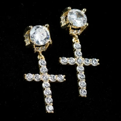 Bling Hoop Earrings with Cross Pendant - Image 9