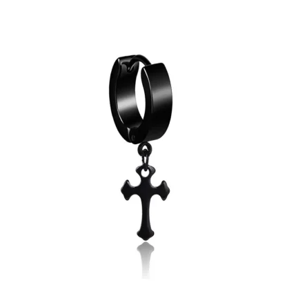 Chain Hoop Earrings with Bar Dangle Design - Image 12