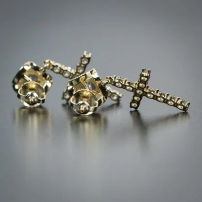 Bling Hoop Earrings with Cross Pendant - Image 5