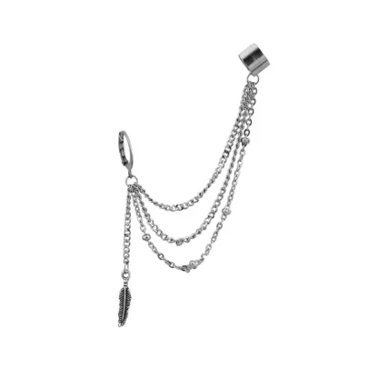 Multilayered Connecting Chain Earrings - Image 2