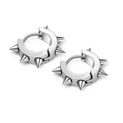 Punk Hoop Earrings with Spike Design - Image 10