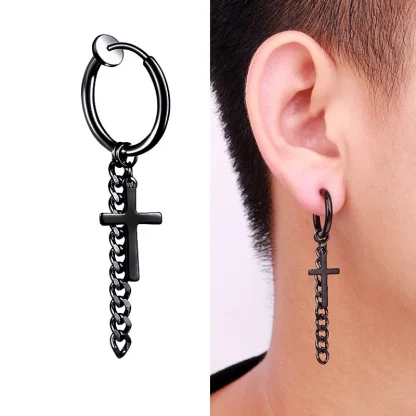 Dangle Chain Earrings with Multi Cross Design - Image 9