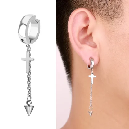 Hoop Clip-on Earrings with Spike Design - Image 4