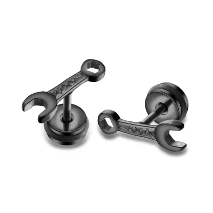 Stud Black Earrings with Skeleton Design - Image 7
