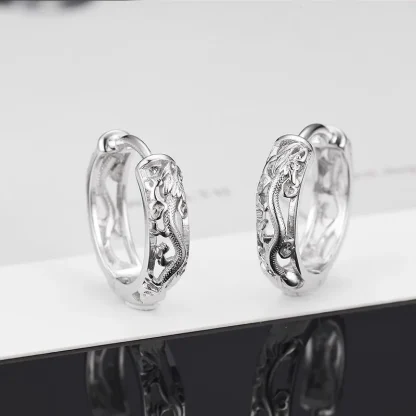 Hollow Out Earrings with Dragon Carved Design - Image 5