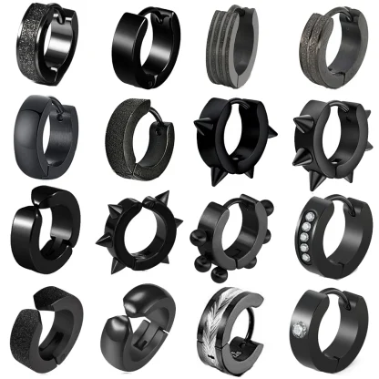 Punk Hoop Earrings with Spike Design - Image 14