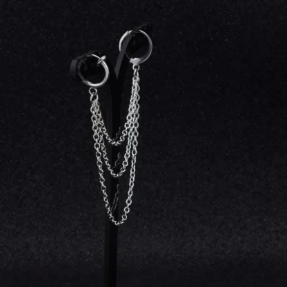 Multilayered Connecting Chain Earrings - Image 6