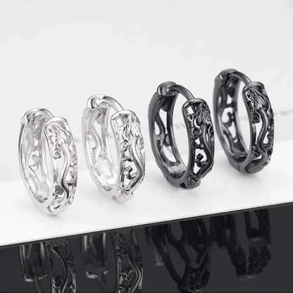 Hollow Out Earrings with Dragon Carved Design - Image 7