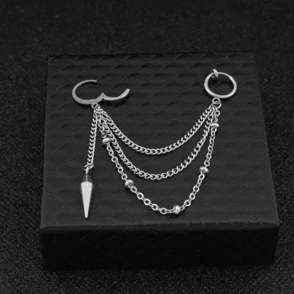 Multilayered Connecting Chain Earrings - Image 8