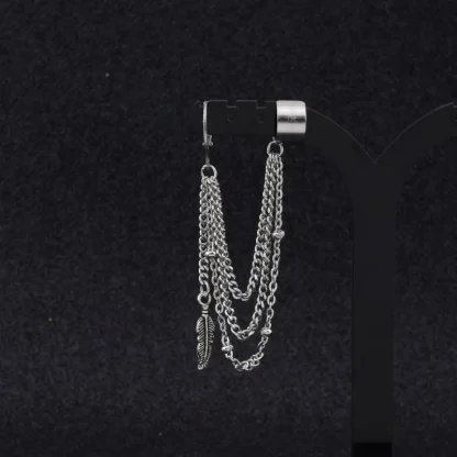Multilayered Connecting Chain Earrings - Image 7