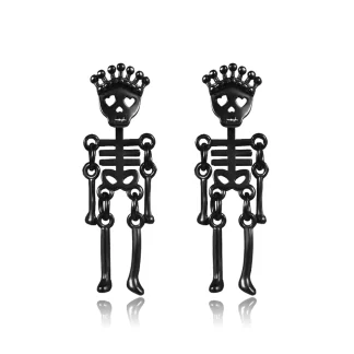 Stud Black Earrings with Skeleton Design