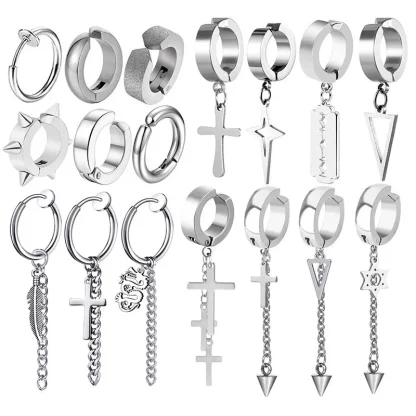 Hoop Clip-on Earrings with Spike Design - Image 10