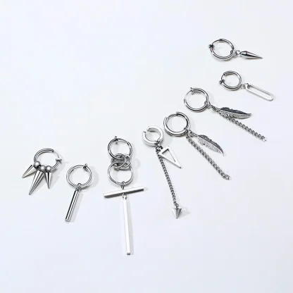 Spike Dangle Huggie Hinged Earrings - Image 3