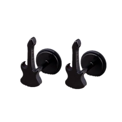 Stud Black Earrings with Skeleton Design - Image 8